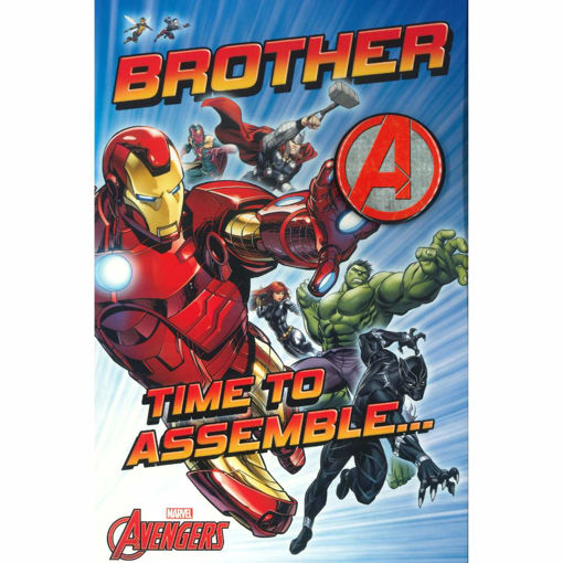 Picture of BROTHER AVENGERS BIRTHDAY CARD WITH BADGE